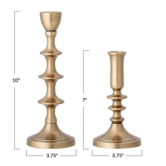 Antique Gold Candle Holders - Set of 2 - Picture 3 of 4